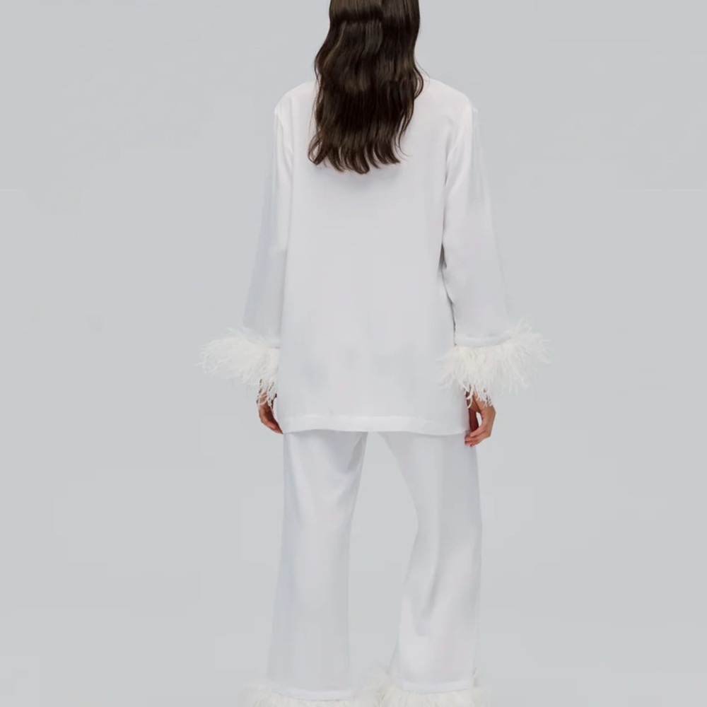 Sleeper Elegant White Feather-Trimmed Pajama Set from Saks fifth Ave. - Picture 3 of 5